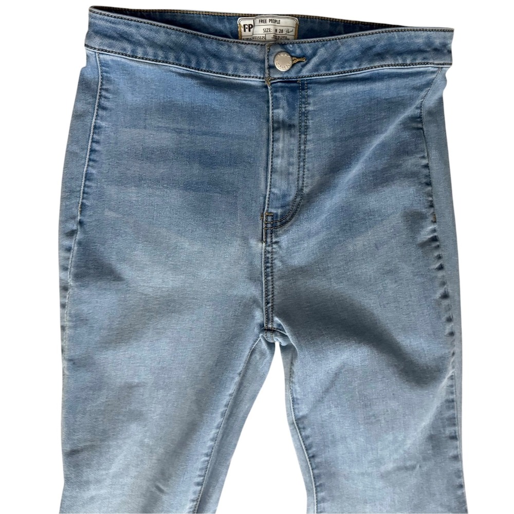 Free People Just Float On Flare Jeans Womens 28 Short Light Blue Stretch - Picture 4 of 13